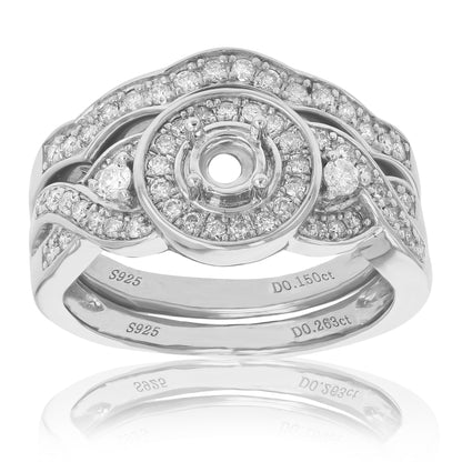 Diamond Halo Semi Mount Bridal Ring Set