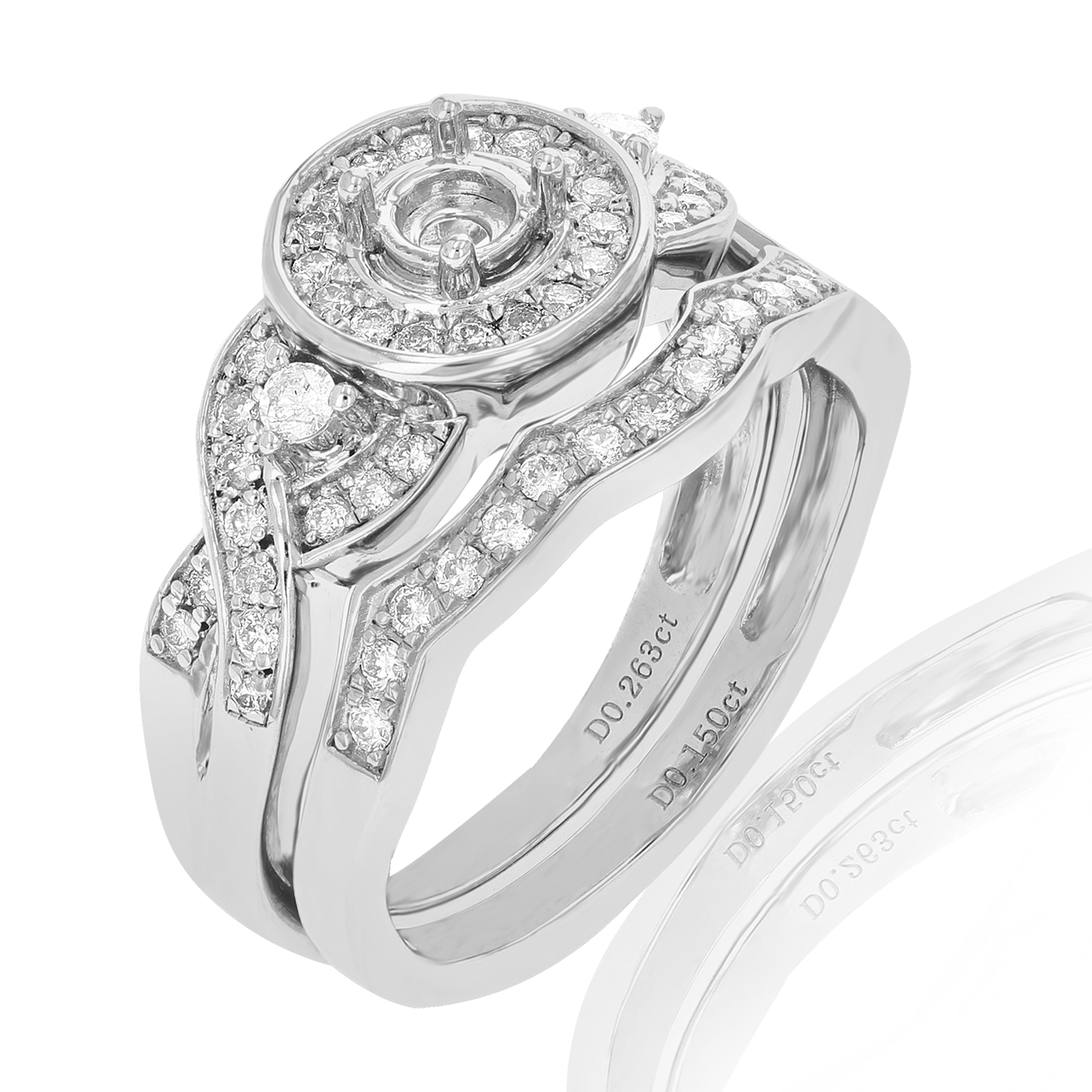 Diamond Halo Semi Mount Bridal Ring Set