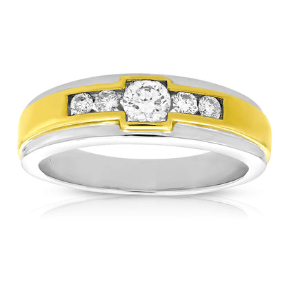 Five Diamond Two Tone Men's Ring