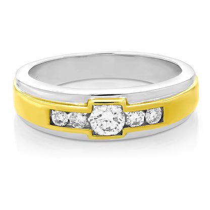 Five Diamond Two Tone Men's Ring