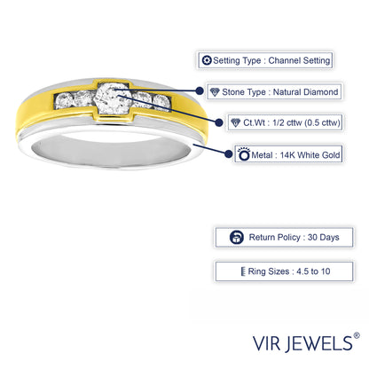 Five Diamond Two Tone Men's Ring