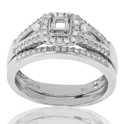 Halo Diamond Semi Mount Bridal Ring Set