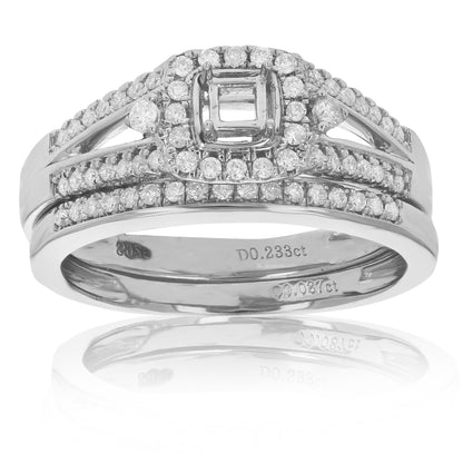 Halo Diamond Semi Mount Bridal Ring Set