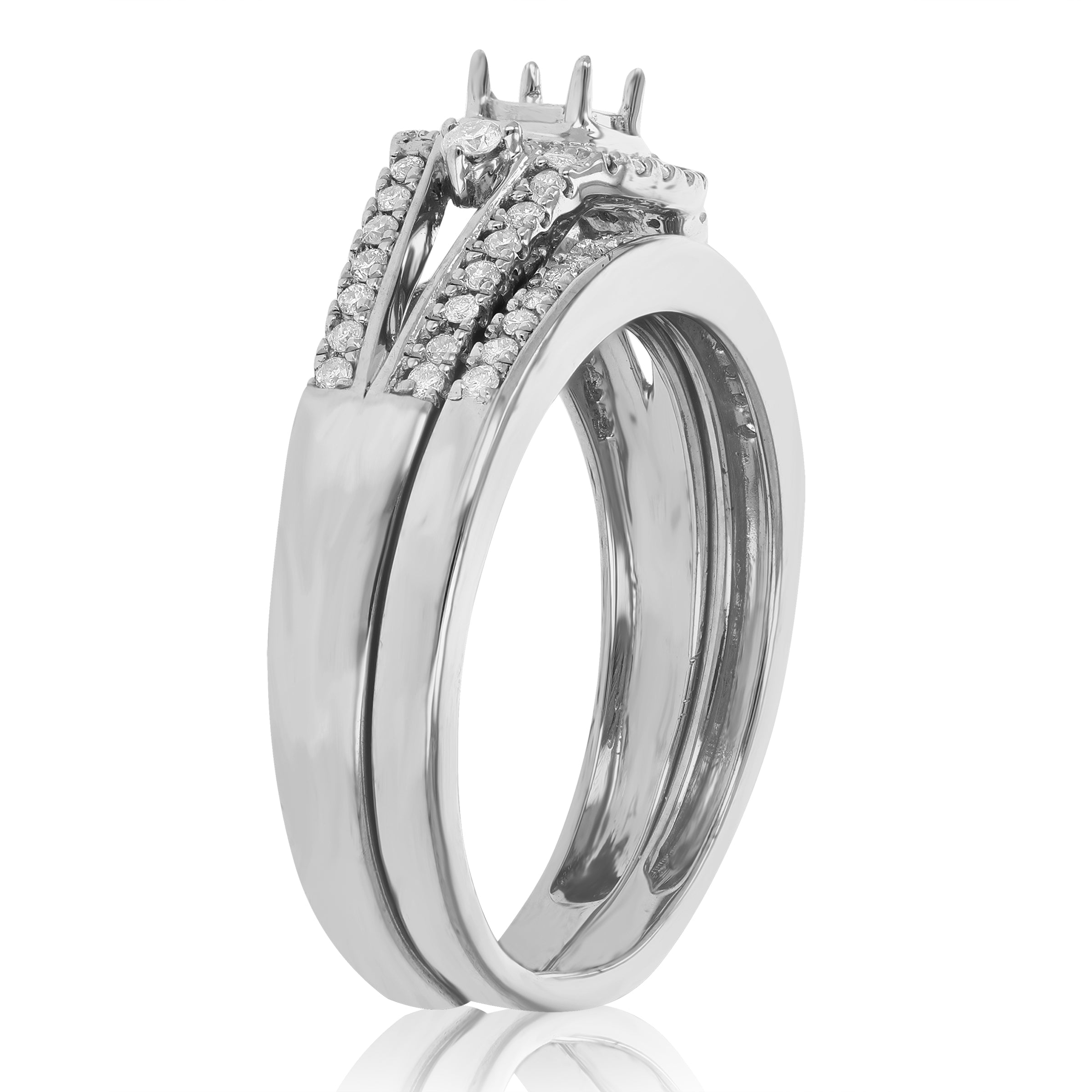 Halo Diamond Semi Mount Bridal Ring Set