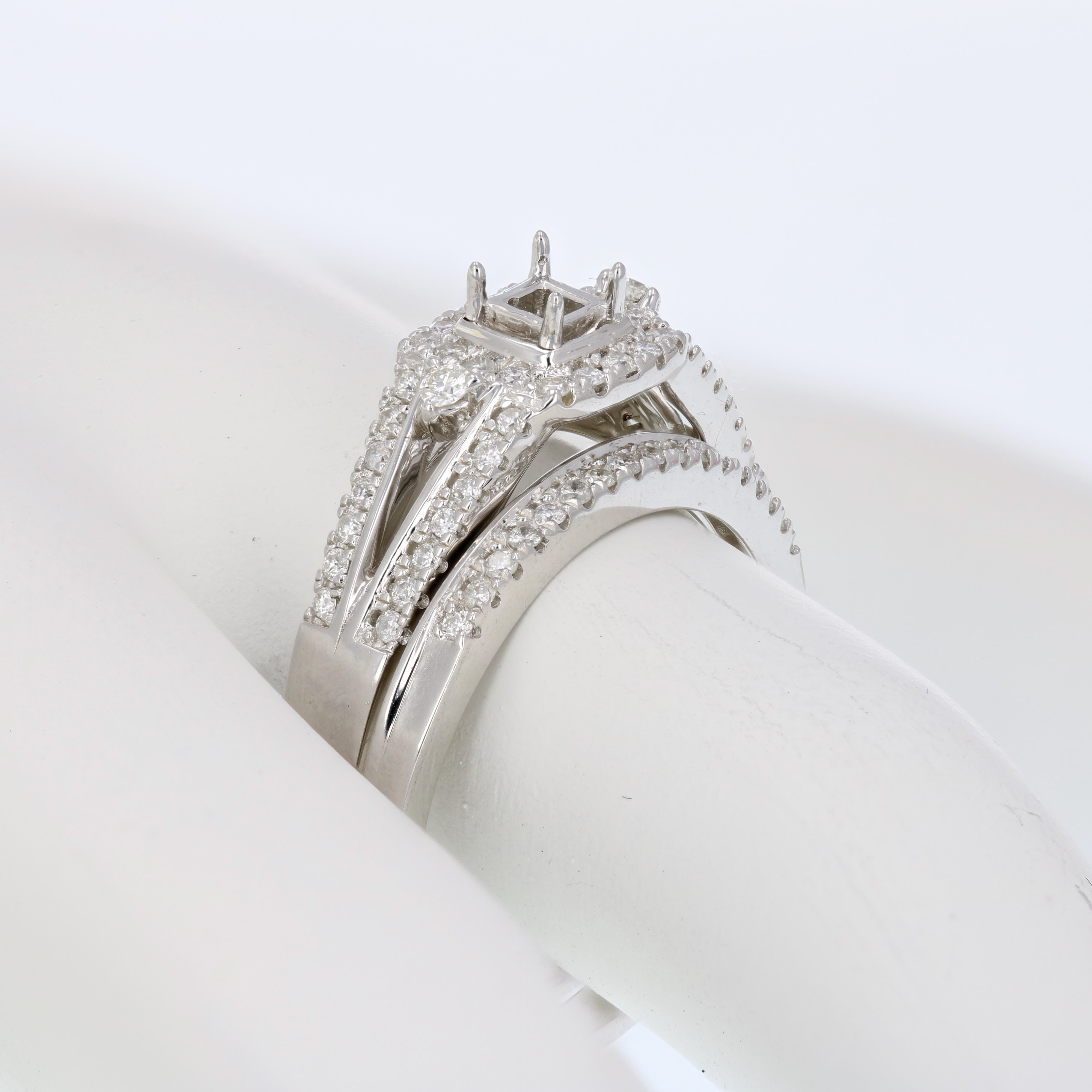 Halo Diamond Semi Mount Bridal Ring Set