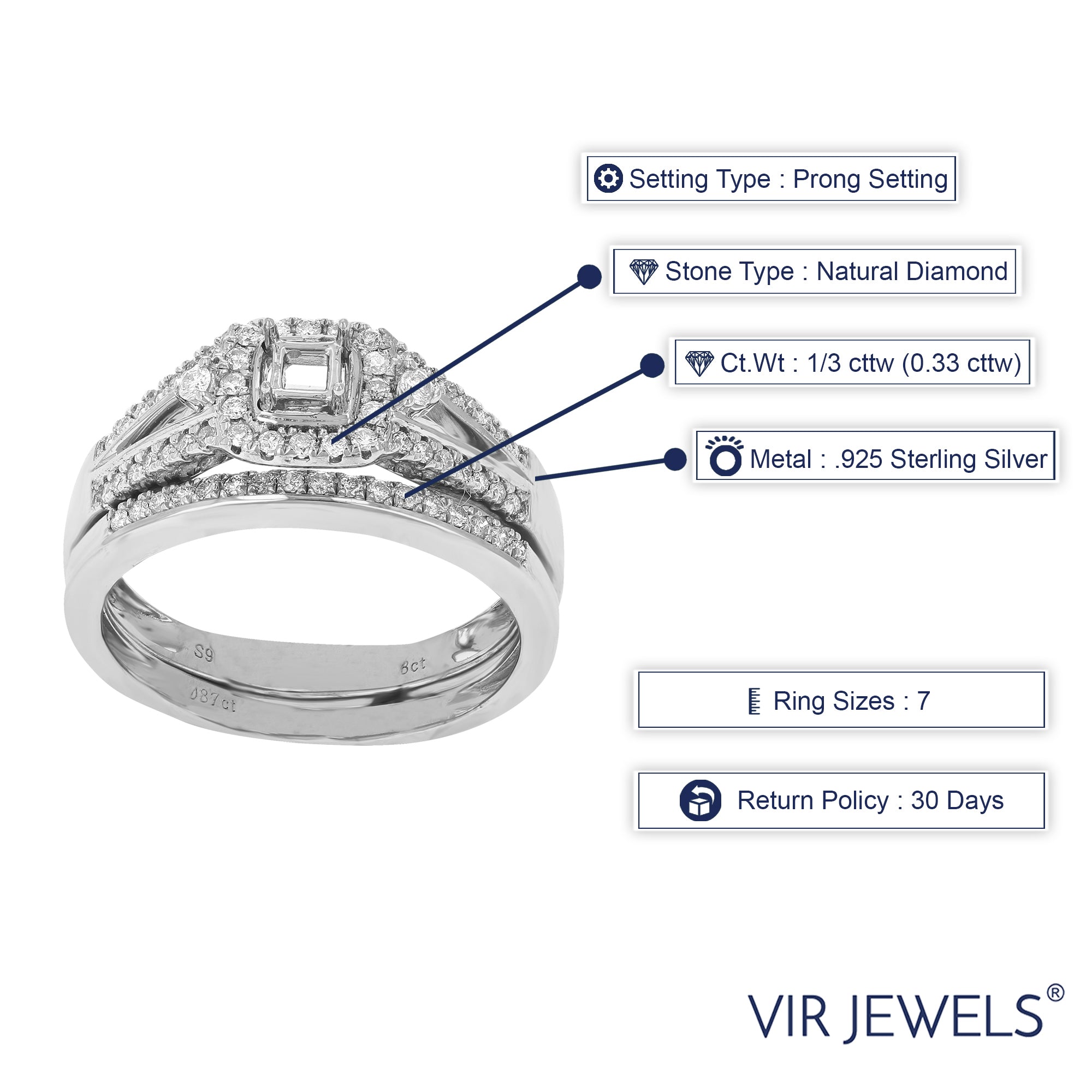 Halo Diamond Semi Mount Bridal Ring Set