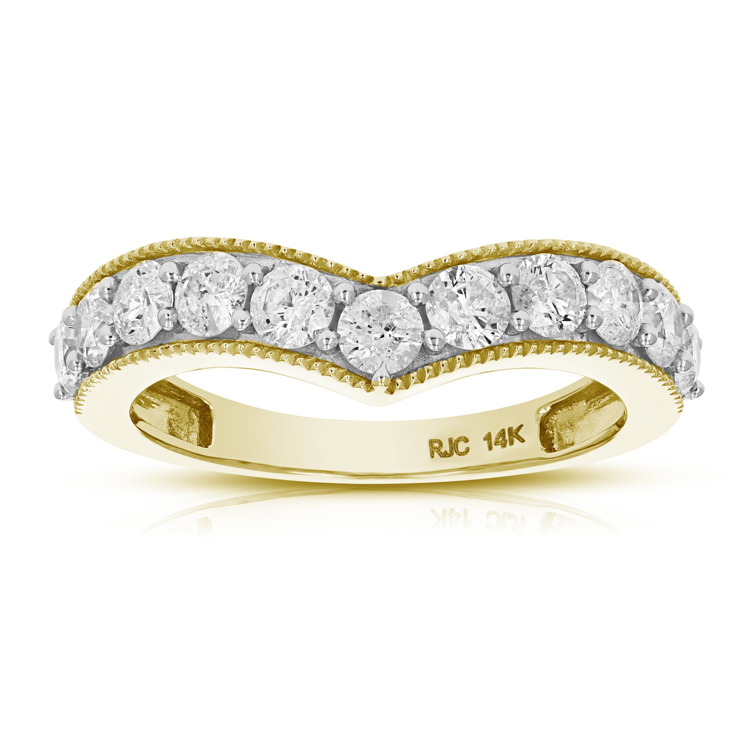 0.18 cttw to 1 cttw Diamond V-Shape Wedding Band in 14k Gold