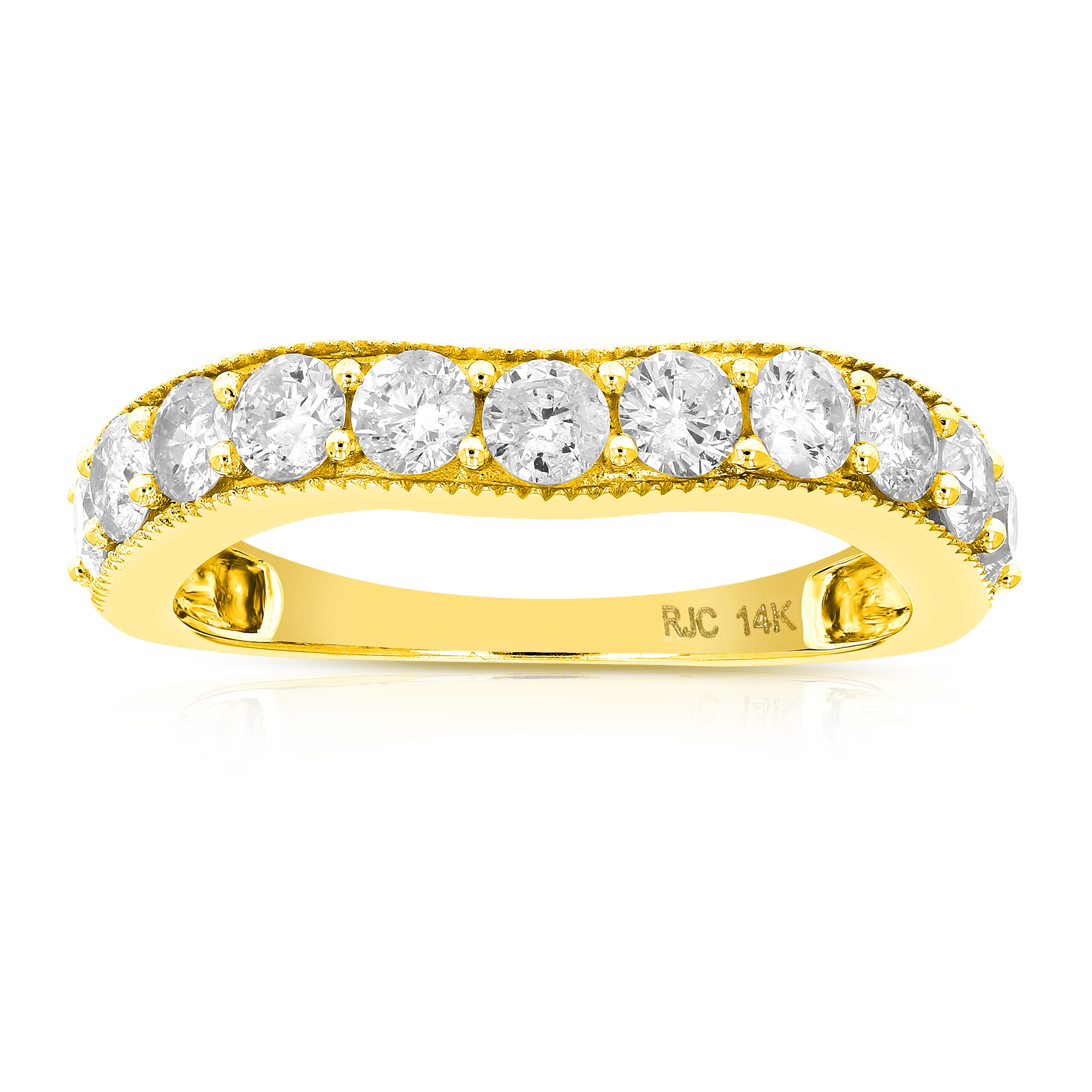 Contour Wave Diamond Wedding Band in 14k Gold