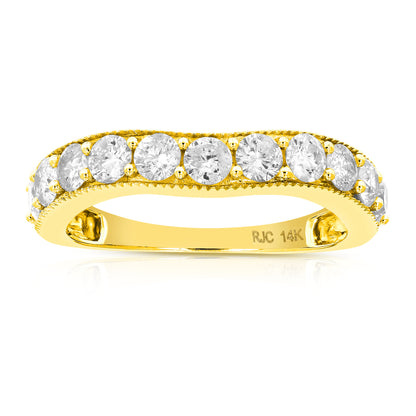 Contour Wave Diamond Wedding Band in 14k Gold