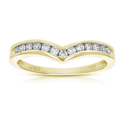 1/4 cttw to 1/2 cttw V-Shape Diamond Wedding Ring in 14k Gold