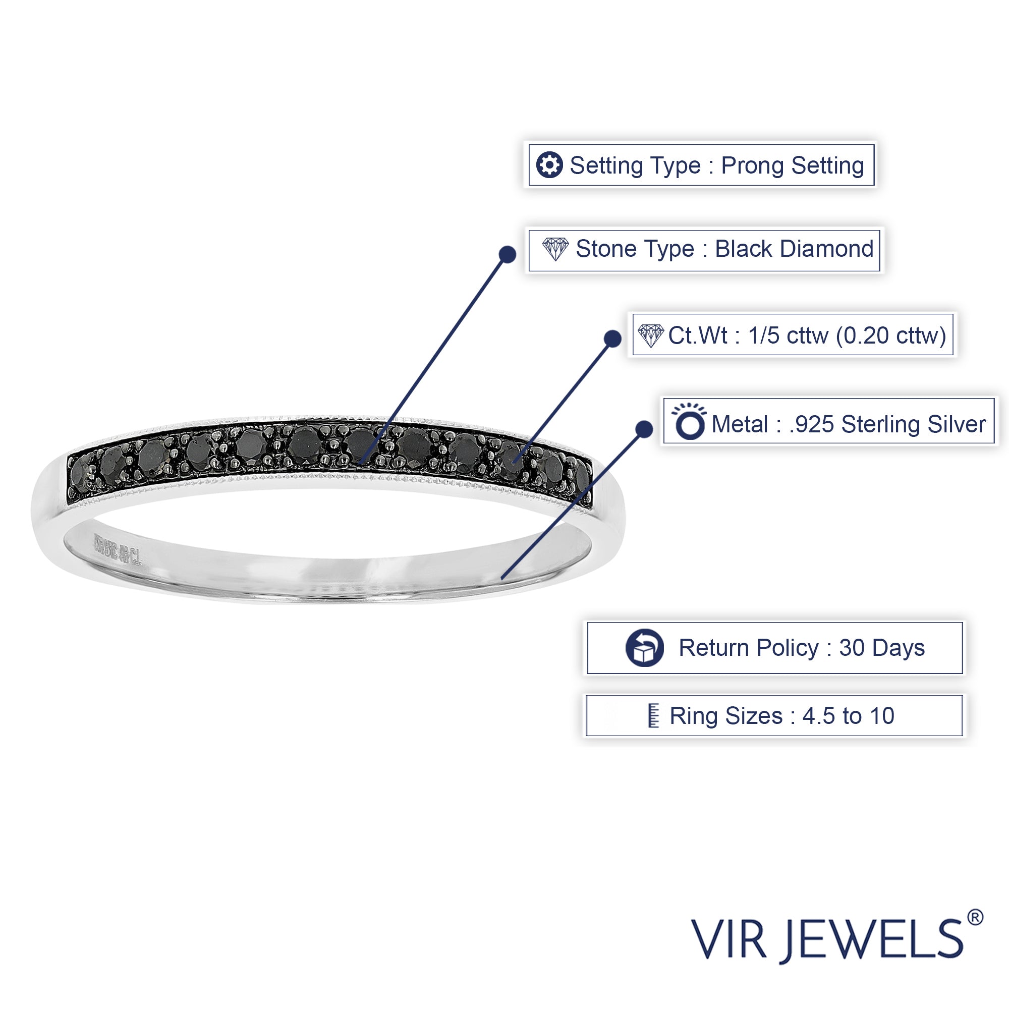 Classic Black Diamond Wedding Band