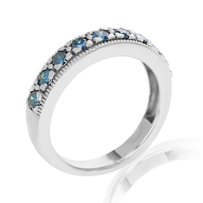 Blue Diamond Sterling Silver Band