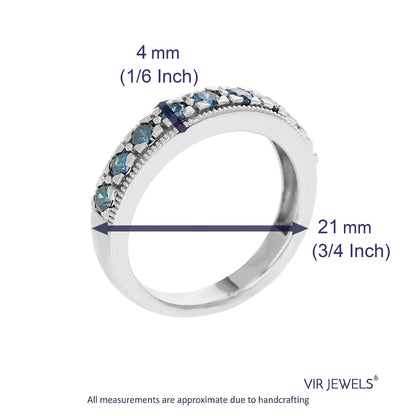 Blue Diamond Sterling Silver Band