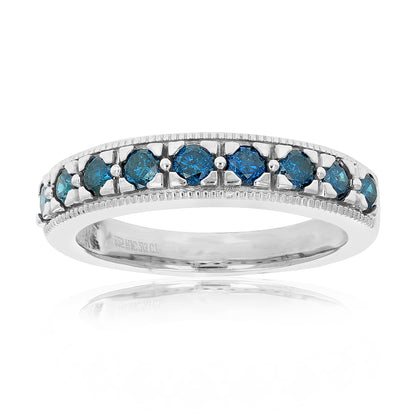 Blue Diamond Sterling Silver Band