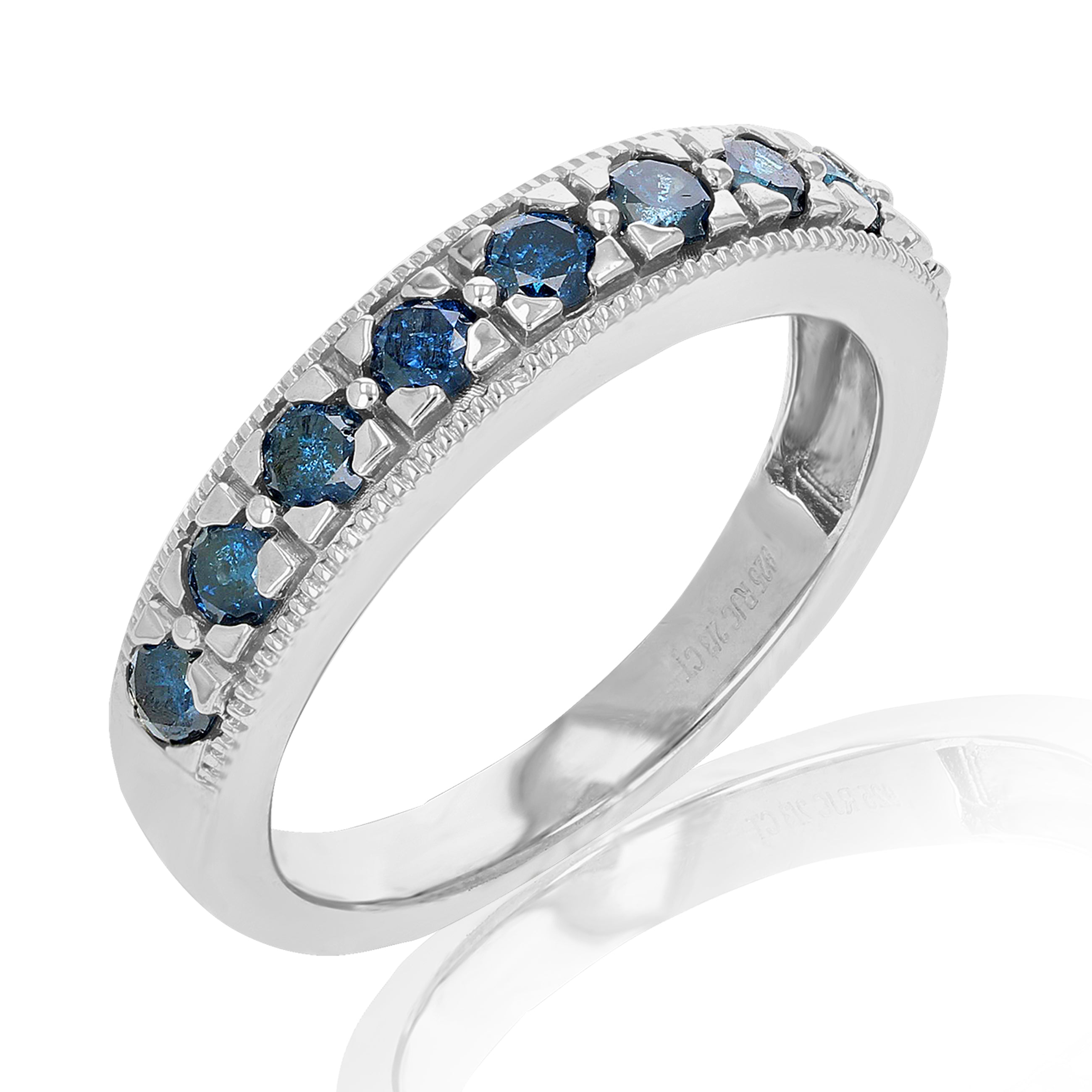 Blue Diamond Sterling Silver Band