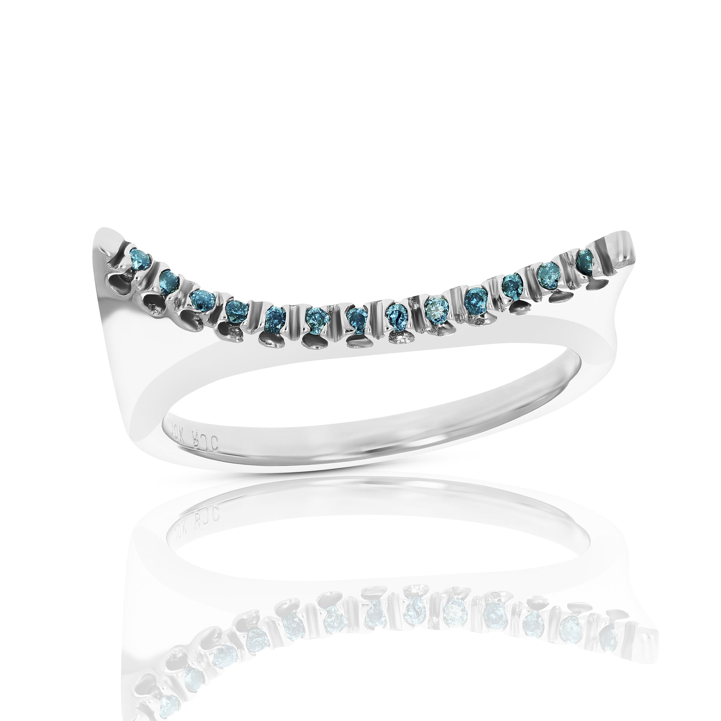 Blue Diamond Curve Ring