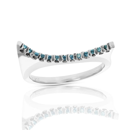 Blue Diamond Curve Ring