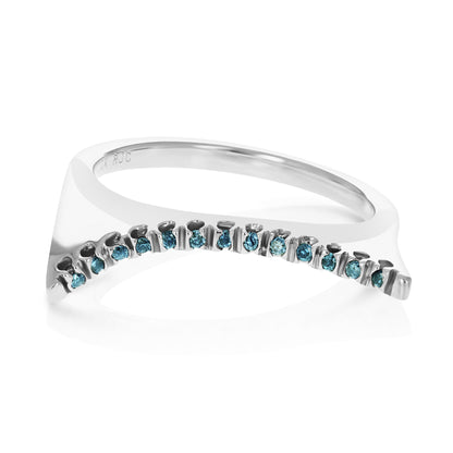 Blue Diamond Curve Ring