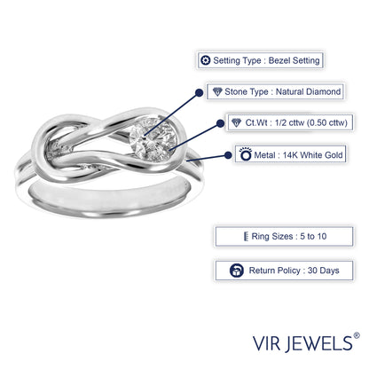 Solitaire Diamond Knot Fashion Ring