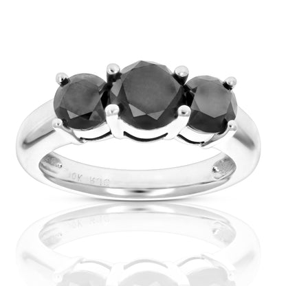 Black Diamond Three Stone Ring