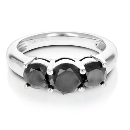 Black Diamond Three Stone Ring