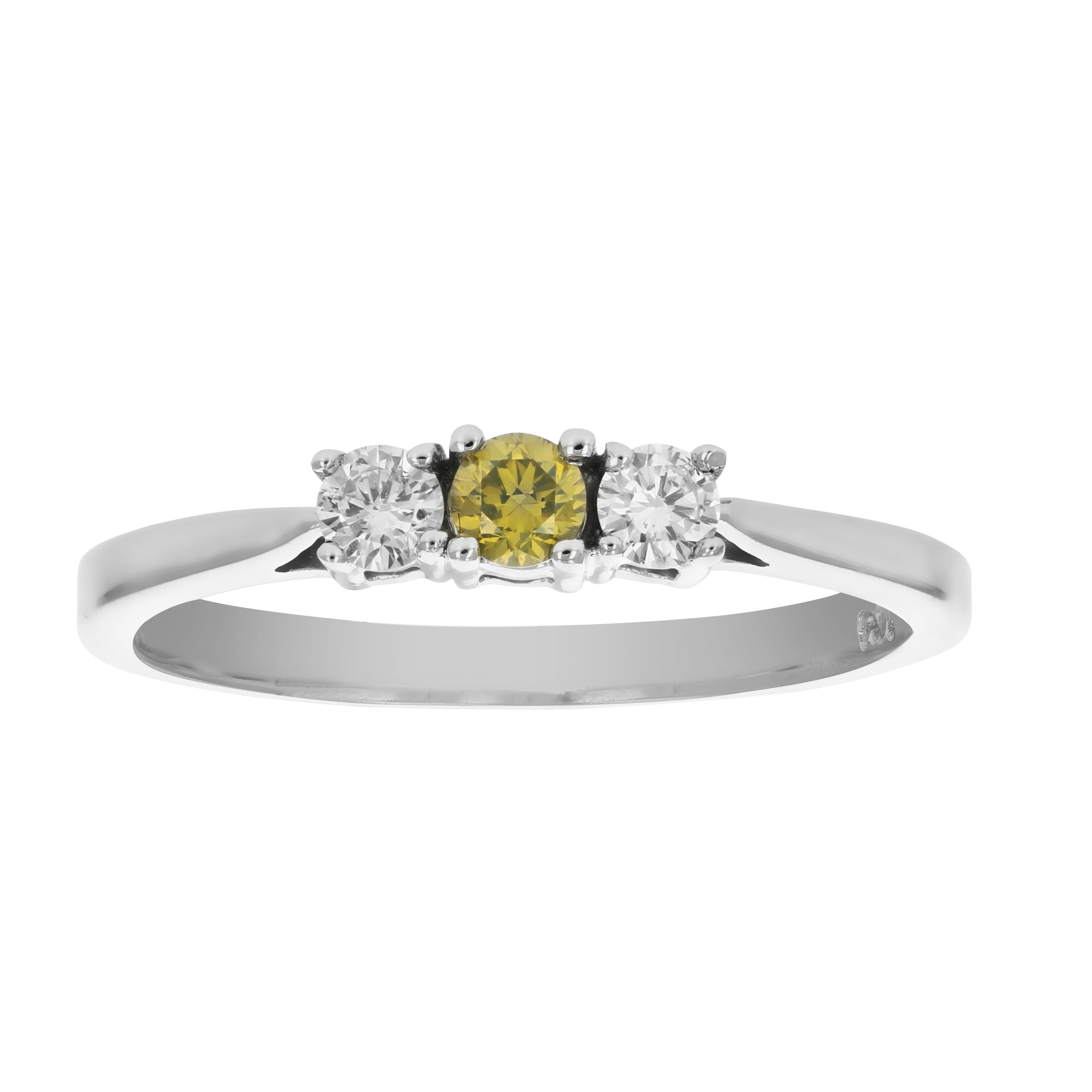 Yellow & White Diamond Three Stone Ring